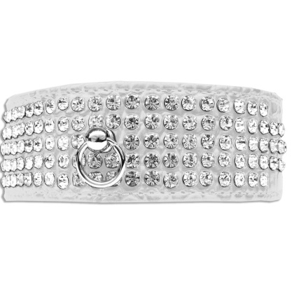 Mirage 5 Row Rhinestone Designer Croc Dog Collar White Size 12