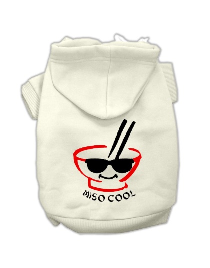 Miso Cool Screen Print Pet Hoodies Cream Size Lg