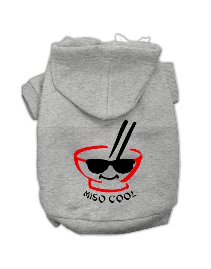 Miso Cool Screen Print Pet Hoodies Grey Size Lg