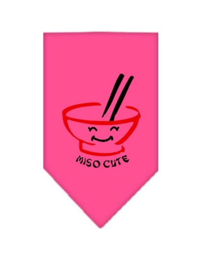 Miso Cute Screen Print Bandana Bright Pink Large