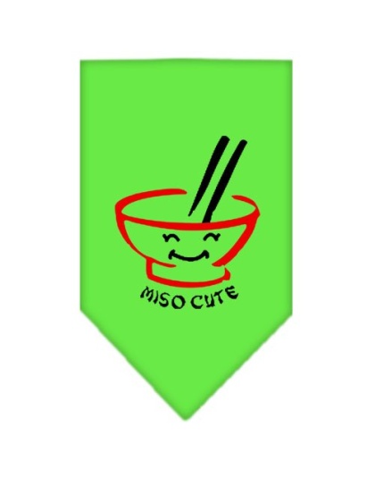 Miso Cute Screen Print Bandana Lime Green Large