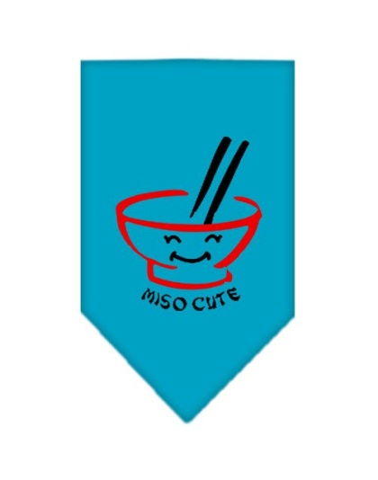 Miso Cute Screen Print Bandana Turquoise Large