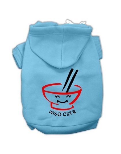 Miso Cute Screen Print Pet Hoodies Baby Blue Size Lg