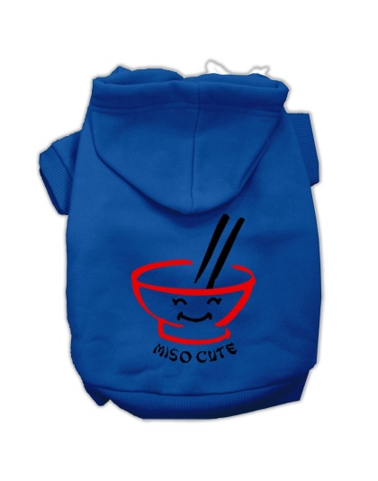 Miso Cute Screen Print Pet Hoodies Blue Size Lg