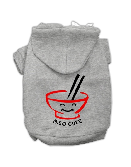 Miso Cute Screen Print Pet Hoodies Grey Size Lg