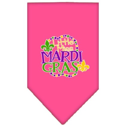 Miss Mardi Gras Screen Print Mardi Gras Bandana Bright Pink Large