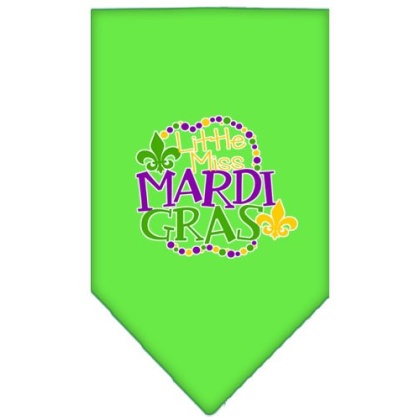 Miss Mardi Gras Screen Print Mardi Gras Bandana Lime Green Large