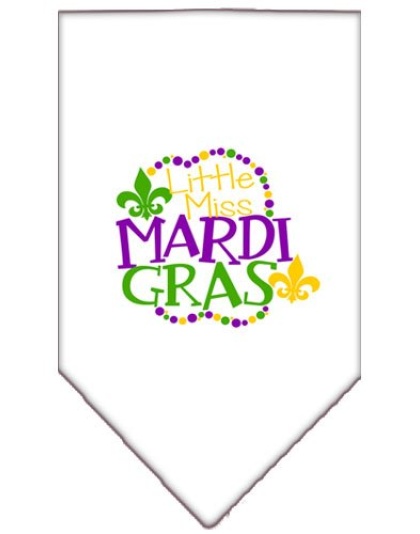 Miss Mardi Gras Screen Print Mardi Gras Bandana White Large