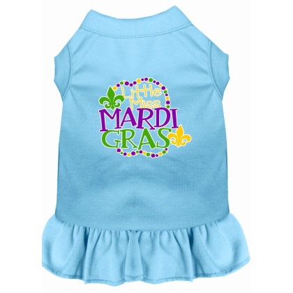 Miss Mardi Gras Screen Print Mardi Gras Dog Dress Baby Blue 4X