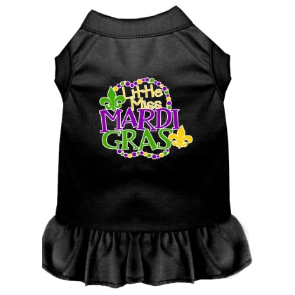 Miss Mardi Gras Screen Print Mardi Gras Dog Dress Black 4X