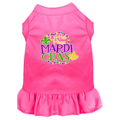 Miss Mardi Gras Screen Print Mardi Gras Dog Dress Bright Pink 4X