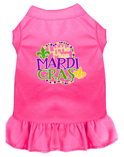 Miss Mardi Gras Screen Print Mardi Gras Dog Dress Bright Pink 4X