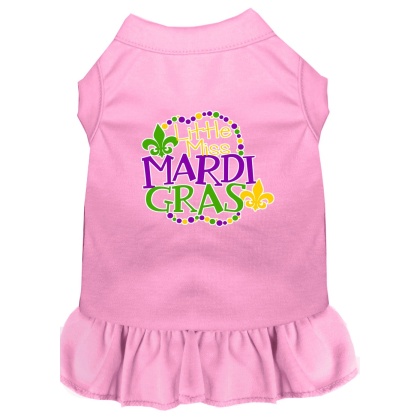 Miss Mardi Gras Screen Print Mardi Gras Dog Dress Light Pink 4X