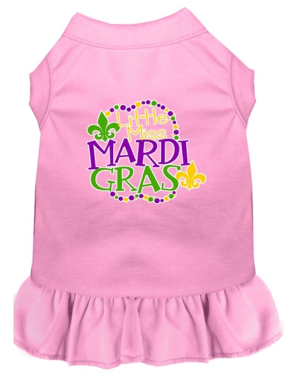 Miss Mardi Gras Screen Print Mardi Gras Dog Dress Light Pink 4X