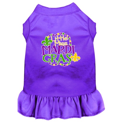 Miss Mardi Gras Screen Print Mardi Gras Dog Dress Purple 4X