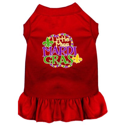 Miss Mardi Gras Screen Print Mardi Gras Dog Dress Red 4X