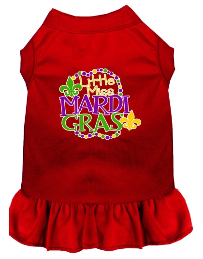 Miss Mardi Gras Screen Print Mardi Gras Dog Dress Red 4X
