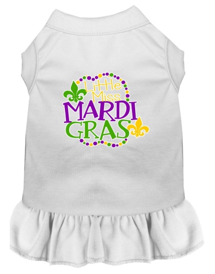 Miss Mardi Gras Screen Print Mardi Gras Dog Dress White 4X