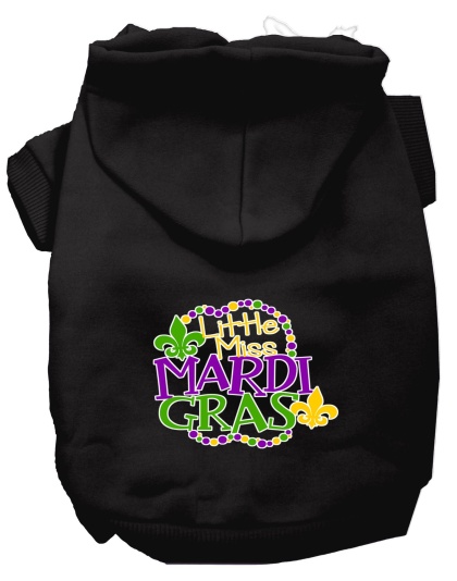 Miss Mardi Gras Screen Print Mardi Gras Dog Hoodie Black L