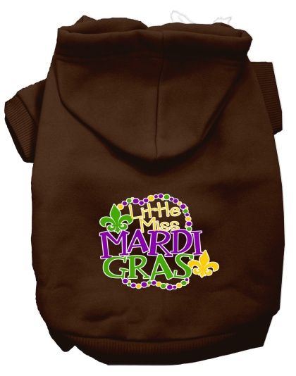 Miss Mardi Gras Screen Print Mardi Gras Dog Hoodie Brown L