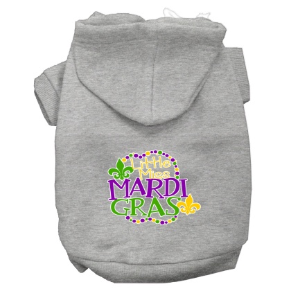 Miss Mardi Gras Screen Print Mardi Gras Dog Hoodie Grey L