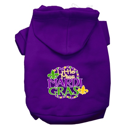 Miss Mardi Gras Screen Print Mardi Gras Dog Hoodie Purple L