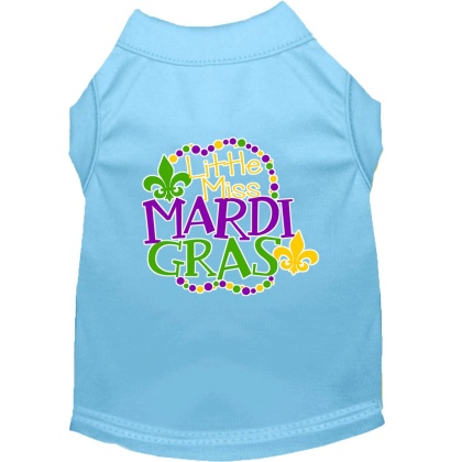 Miss Mardi Gras Screen Print Mardi Gras Dog Shirt Baby Blue Lg