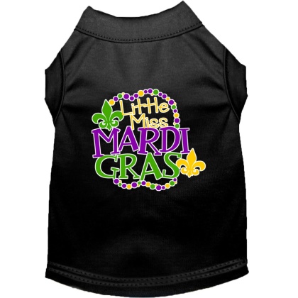 Miss Mardi Gras Screen Print Mardi Gras Dog Shirt Black Lg