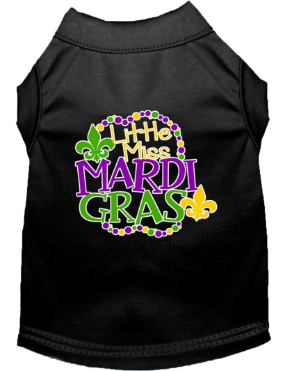 Miss Mardi Gras Screen Print Mardi Gras Dog Shirt Black Lg