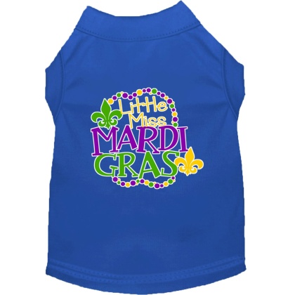 Miss Mardi Gras Screen Print Mardi Gras Dog Shirt Blue Lg
