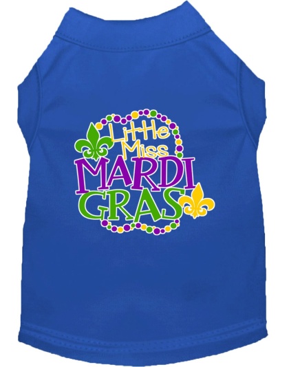 Miss Mardi Gras Screen Print Mardi Gras Dog Shirt Blue Lg