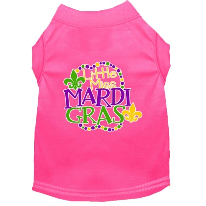 Miss Mardi Gras Screen Print Mardi Gras Dog Shirt Bright Pink Lg