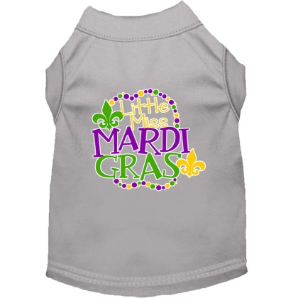 Miss Mardi Gras Screen Print Mardi Gras Dog Shirt Grey Lg