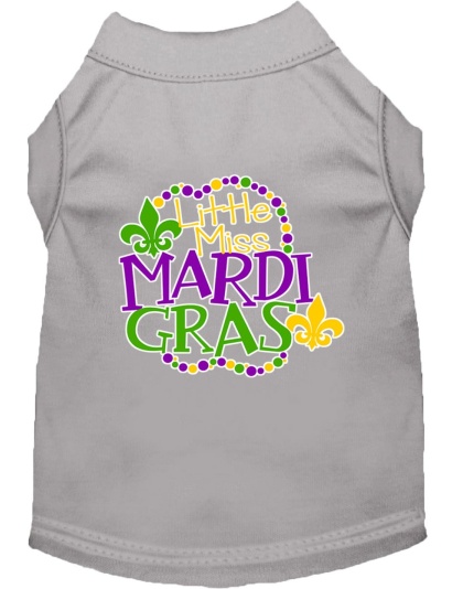 Miss Mardi Gras Screen Print Mardi Gras Dog Shirt Grey Lg