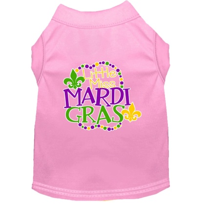 Miss Mardi Gras Screen Print Mardi Gras Dog Shirt Light Pink Lg