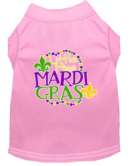 Miss Mardi Gras Screen Print Mardi Gras Dog Shirt Light Pink Lg