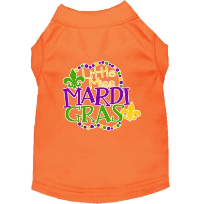Miss Mardi Gras Screen Print Mardi Gras Dog Shirt Orange Lg