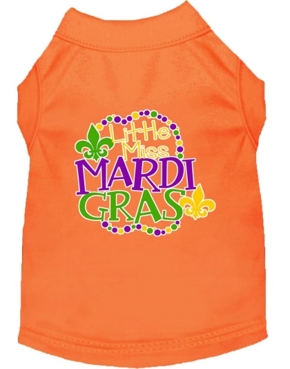 Miss Mardi Gras Screen Print Mardi Gras Dog Shirt Orange Lg