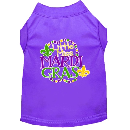 Miss Mardi Gras Screen Print Mardi Gras Dog Shirt Purple Lg