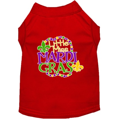 Miss Mardi Gras Screen Print Mardi Gras Dog Shirt Red Lg