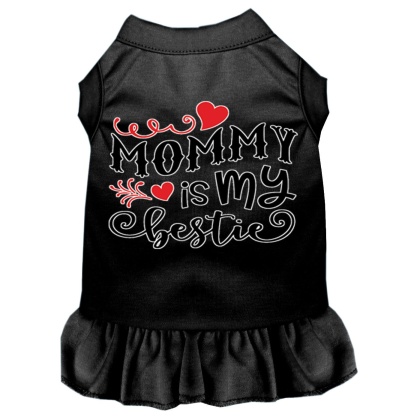 Mommy is my Bestie Screen Print Dog Dress Black 4X (22)
