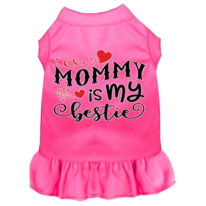 Mommy is my Bestie Screen Print Dog Dress Bright Pink 4X (22)