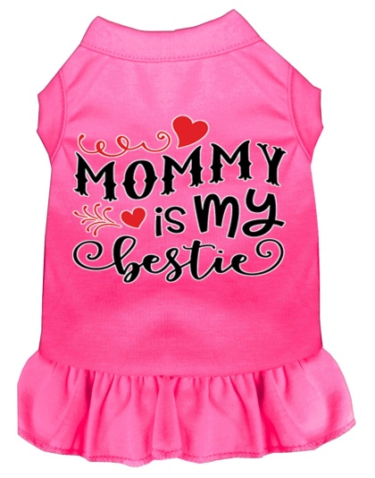 Mommy is my Bestie Screen Print Dog Dress Bright Pink 4X (22)