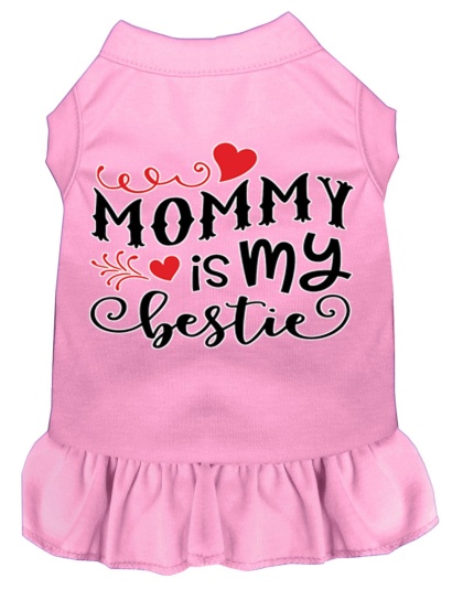 Mommy is my Bestie Screen Print Dog Dress Light Pink 4X (22)