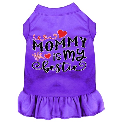 Mommy is my Bestie Screen Print Dog Dress Purple 4X (22)