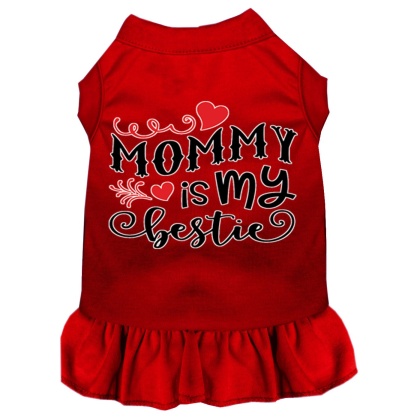 Mommy is my Bestie Screen Print Dog Dress Red 4X (22)