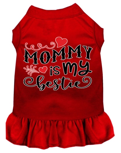 Mommy is my Bestie Screen Print Dog Dress Red 4X (22)
