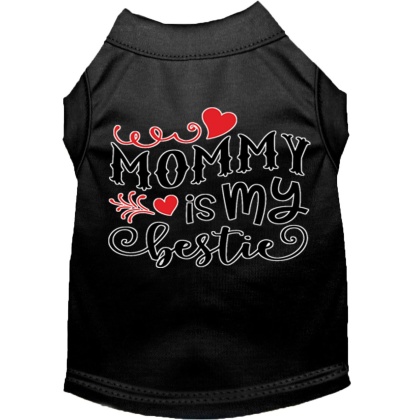 Mommy is my Bestie Screen Print Dog Shirt Black Lg