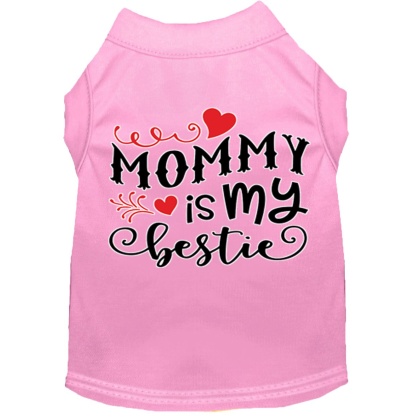 Mommy is my Bestie Screen Print Dog Shirt Light Pink Lg