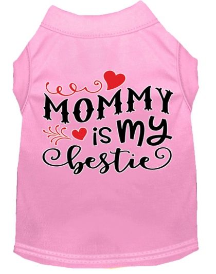Mommy is my Bestie Screen Print Dog Shirt Light Pink Lg